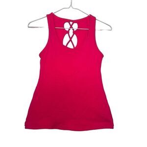 Beyond Yoga Criss-Cross Open Back Workout Yoga Tank Top Fuchsia XS